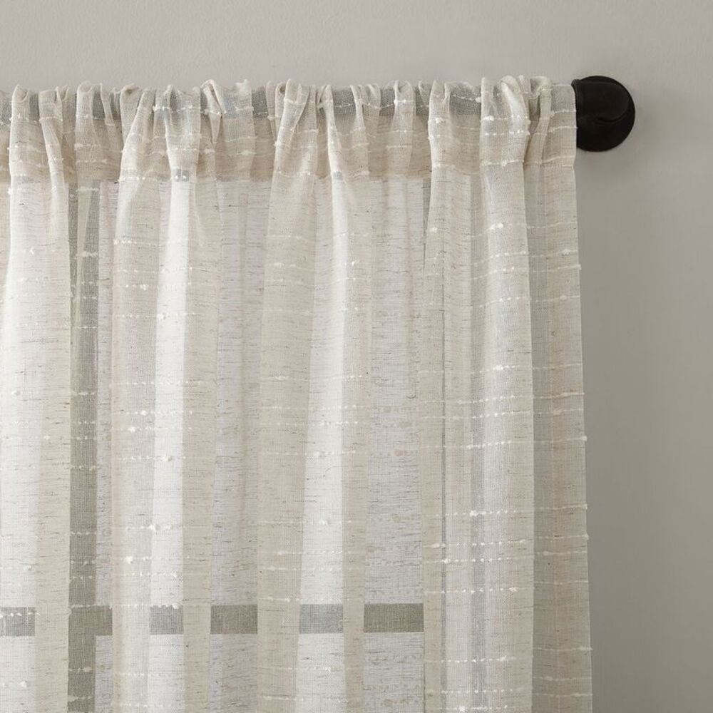 Clean Window - 52"x84" Clean Window Sheer Textured Slub Striped A Linen - Picture 3 of 5